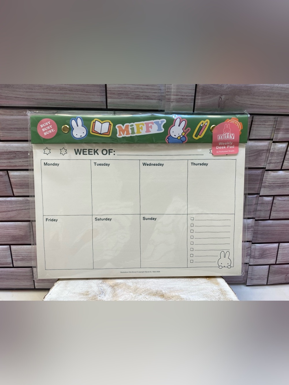 Miffy  ❤️Weekly desk pad 60 Perforated sheets Busy Busy Busy NEW